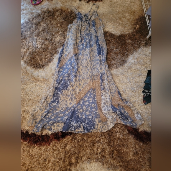 FP Movement by Free People Blue and Cream Patchwork Maxi Dress - Picture 2 of 9